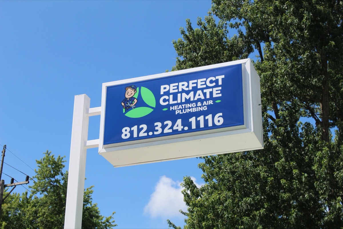 The Perfect Climate sign at 1331 Wabash Ave, Vincennes